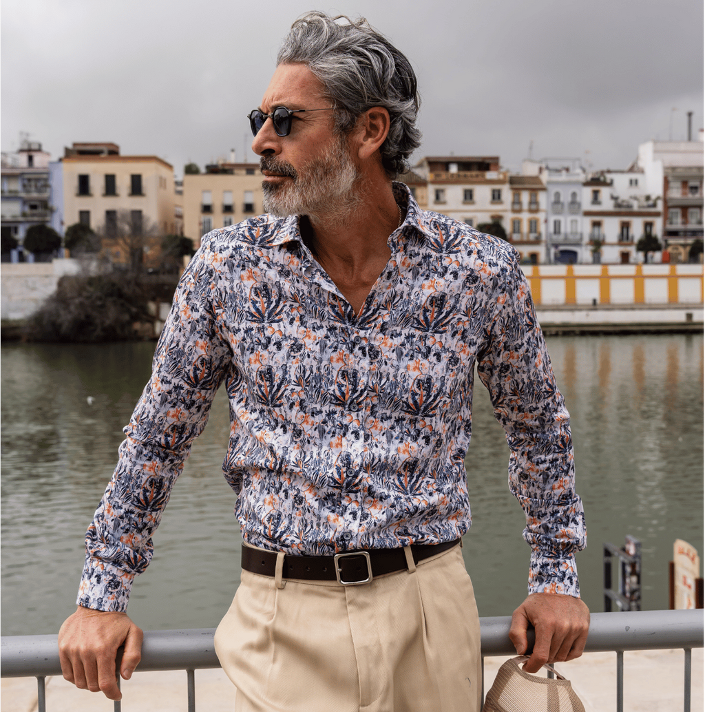 Camisa Monttesco Manga Larga Fantasía Cactus Colorido