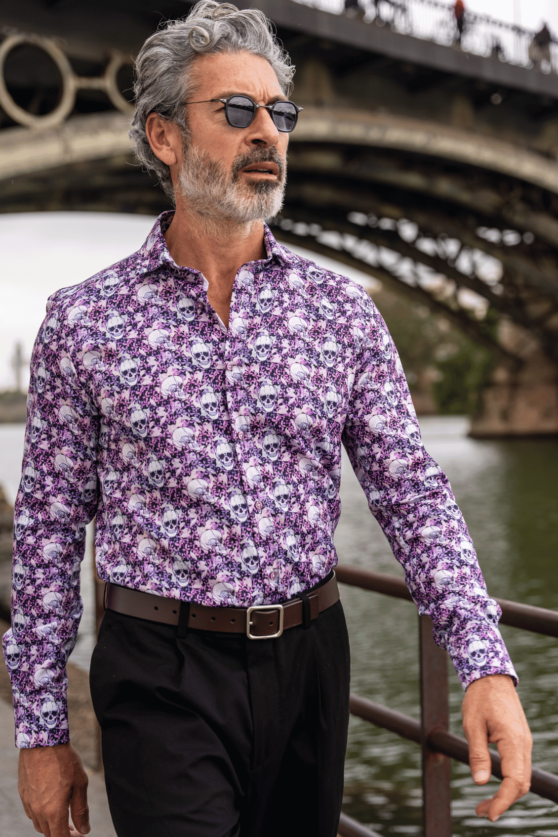 Camisa Monttesco Manga Larga Fantasía Calaveras