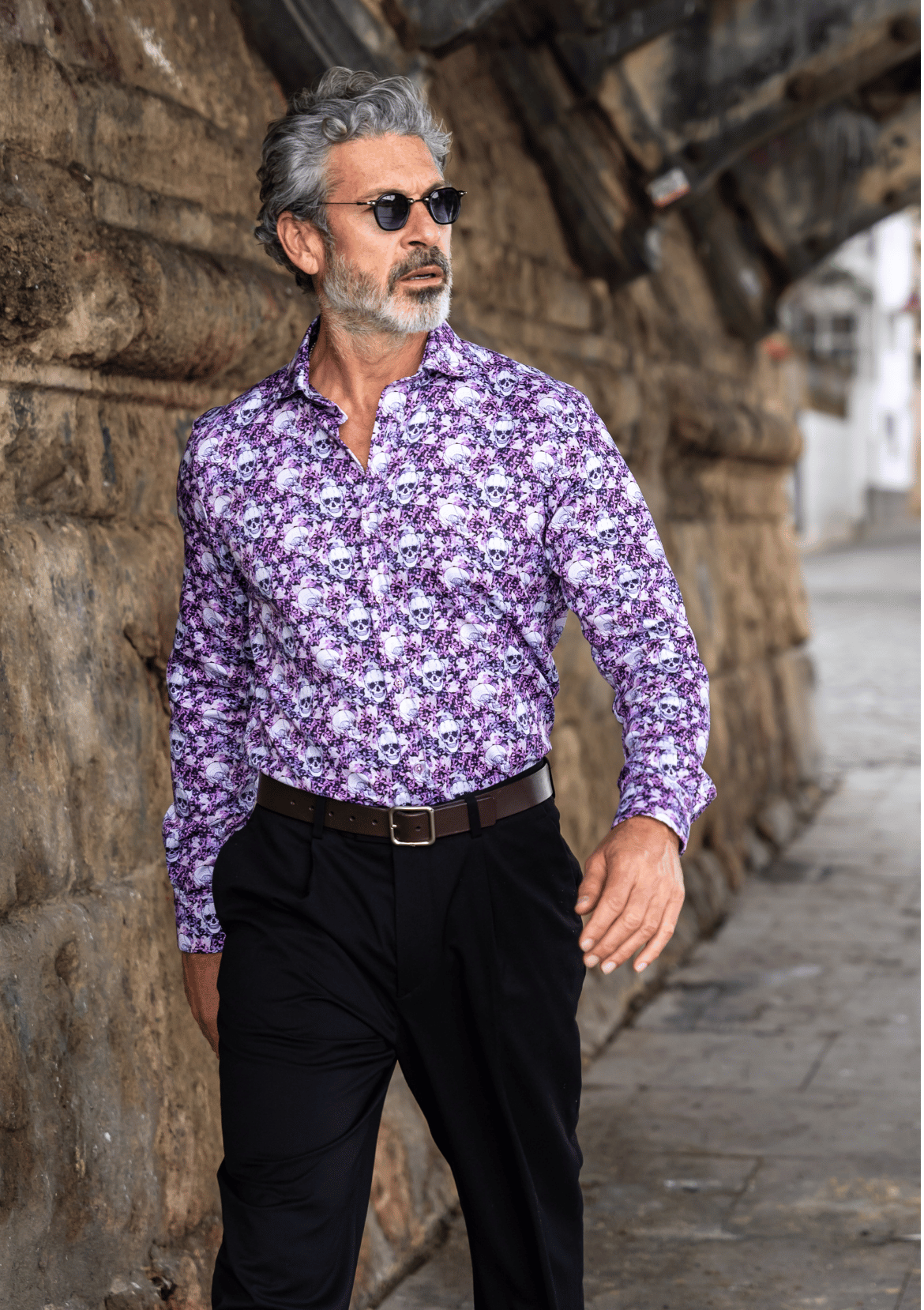 Camisa Monttesco Manga Larga Fantasía Calaveras