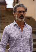 Camisa Manga Larga Monttesco Fantasía Flores Violetas