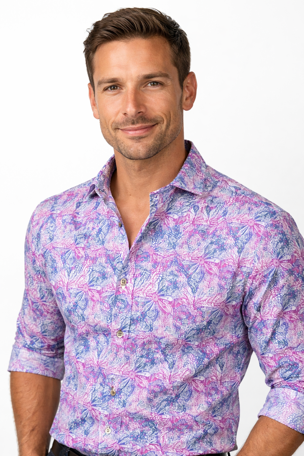 Camisa manga larga estampada fantasía sicodelias monttesco